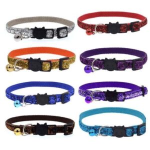 Colorful Fish Scale Cat Collar With Adjustable Bell - Stylish And Safe Pet Accessory